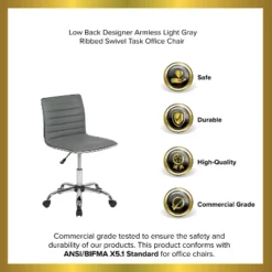 Emma And Oliver Low Back Designer Armless Ribbed Swivel Task Office Chair -Furniture Sales Store GUEST 0631b47a d270 49cc 9360 56641228645b