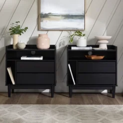 2pk Mid-Century Modern Solid Wood 2 Drawer Storage Nightstands - Saracina Home 20 2pk Mid-Century Modern Solid Wood 2 Drawer Storage Nightstands - Saracina Home -Furniture Sales Store GUEST 081e1c93 fb83 4111 87a0 db5e67515069