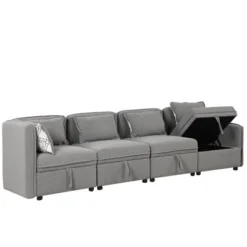 122.8" Minimalist Convertible Modular Sofa, Upholstered Sectional Sofa Couch With 5 Pillows-ModernLuxe 23 122.8" Minimalist Convertible Modular Sofa, Upholstered Sectional Sofa Couch With 5 Pillows-ModernLuxe -Furniture Sales Store GUEST 0b88129f dce1 47fc 9ec4 c57992a409e8