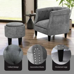 Costway Modern Accent Chair With Ottoman Armchair Barrel Sofa Chair With Footrest Grey 19 Costway Modern Accent Chair With Ottoman Armchair Barrel Sofa Chair With Footrest Grey -Furniture Sales Store GUEST 0d79f529 497d 4298 be2e a5393d56a140