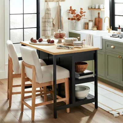 Wood Kitchen Island Table With Storage Black/Natural - Hearth & Hand™ With Magnolia 3 Wood Kitchen Island Table With Storage Black/Natural - Hearth & Hand™ With Magnolia
