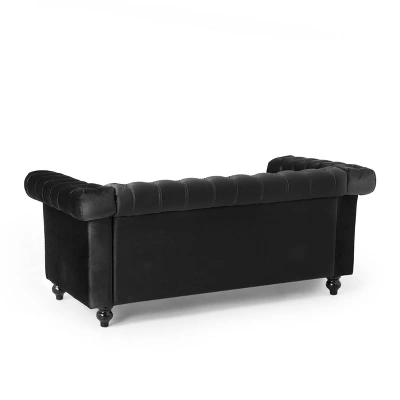 Brinkhaven Modern Glam Tufted Velvet Loveseat With Nailhead Trim - Christopher Knight Home 4 Brinkhaven Modern Glam Tufted Velvet Loveseat With Nailhead Trim - Christopher Knight Home - Image 2