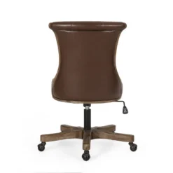 Coulee Contemporary Upholstered Roll Back Swivel Office Chair Dark Brown/Natural - Christopher Knight Home -Furniture Sales Store GUEST 2221ea35 e150 49a5 a609 4bb49d3b4d24