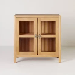 Grooved Wood With Glass 2-Door Cabinet - Natural - Hearth & Hand™ With Magnolia 9 Grooved Wood With Glass 2-Door Cabinet - Natural - Hearth & Hand™ With Magnolia -Furniture Sales Store GUEST 24dea6ac e72b 4f83 8346 79adbd3a0dd8