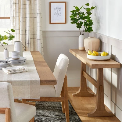 Pedestal Wood Console Table - Natural - Hearth & Hand™ With Magnolia 3 Pedestal Wood Console Table - Natural - Hearth & Hand™ With Magnolia