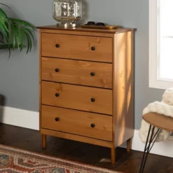 New Release 3 Stiva Classic Mid-Century Modern Vertical 4 Drawer Dresser - Saracina Home