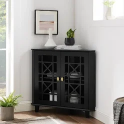 2 Door Corner Accent Cabinet With Fretwork Doors - Saracina Home 23 2 Door Corner Accent Cabinet With Fretwork Doors - Saracina Home -Furniture Sales Store GUEST 33460c8d 731e 484d b65b b46663cb9a4a