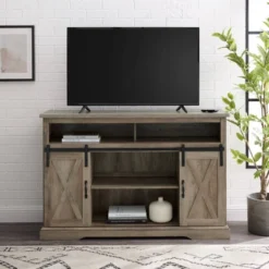 Transitional Sliding Barndoor Highboy TV Stand For TVs Up To 58" - Saracina Home -Furniture Sales Store GUEST 36bb9b85 ffb1 46e0 b0d8 822e73b5b63d