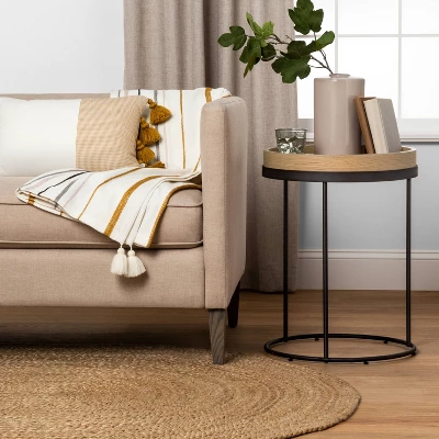 Wood & Steel Accent Side Table - Natural/Black - Hearth & Hand™ With Magnolia 3 Wood & Steel Accent Side Table - Natural/Black - Hearth & Hand™ With Magnolia