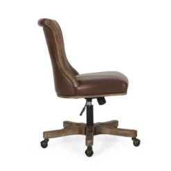 Coulee Contemporary Upholstered Roll Back Swivel Office Chair Dark Brown/Natural - Christopher Knight Home -Furniture Sales Store GUEST 3bfb8dc1 9bd2 4530 a813 0a3e59ca7a35