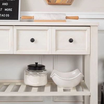 48" Farmhouse Solid Wood 2 Drawer Buffet White - Saracina Home 6 48" Farmhouse Solid Wood 2 Drawer Buffet White - Saracina Home - Image 4