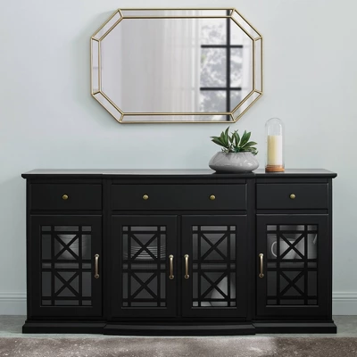 Selma Transitional 3 Tiered Ornate Fretwork Door Sideboard - Saracina Home 5 Selma Transitional 3 Tiered Ornate Fretwork Door Sideboard - Saracina Home - Image 3