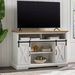 Transitional Sliding Barndoor Highboy TV Stand For TVs Up To 58" - Saracina Home -Furniture Sales Store GUEST 4c19d460 b0f1 4bd4 adae 7d662cd1c88d