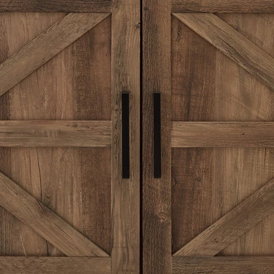 Atticus Modern Farmhouse 2 Door Corner TV Stand For TVs Up To 55" Rustic Oak - Saracina Home 5 Atticus Modern Farmhouse 2 Door Corner TV Stand For TVs Up To 55" Rustic Oak - Saracina Home - Image 3