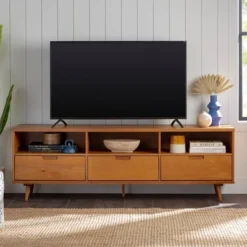 Cara 3 Drawer Mid-Century Modern 3 Drawer TV Stand For TVs Up To 80" - Saracina Home -Furniture Sales Store GUEST 4d0aac2c 9b89 4300 b722 f3e9cc07eded