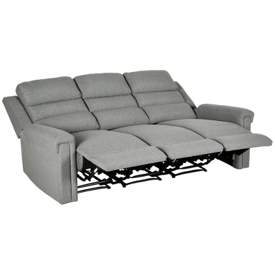 HOMCOM Recliner Sofa Couch With Easy Pull Handles And Adjustable Footrest, 3 Seater Sofa Modern Couch, Gray 5 HOMCOM Recliner Sofa Couch With Easy Pull Handles And Adjustable Footrest, 3 Seater Sofa Modern Couch, Gray - Image 3
