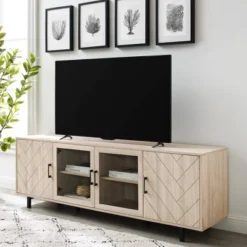 Vik Modern Boho 4 Door Herringbone TV Stand For TVs Up To 80" - Saracina Home -Furniture Sales Store GUEST 530194cb a341 4baf 923d 18f7438961b6
