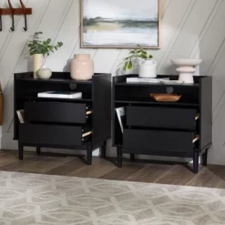 2pk Mid-Century Modern Solid Wood 2 Drawer Storage Nightstands - Saracina Home 23 2pk Mid-Century Modern Solid Wood 2 Drawer Storage Nightstands - Saracina Home -Furniture Sales Store GUEST 559c5ca6 af7e 4136 9a5f 989a82141900