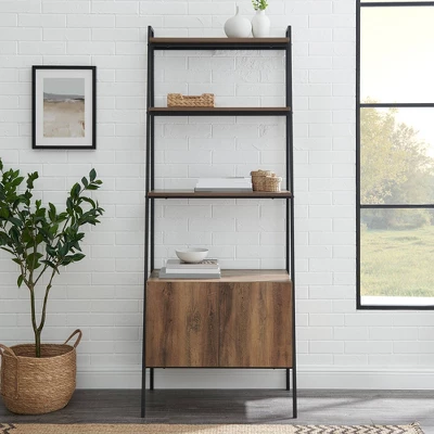 72" Open Shelf And Closed Storage Cabinet Ladder Bookcase - Saracina Home 5 72" Open Shelf And Closed Storage Cabinet Ladder Bookcase - Saracina Home - Image 3
