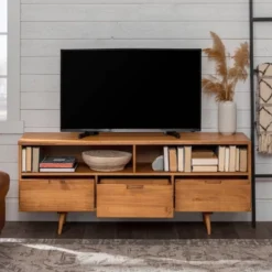 Cara Mid-Century Modern 3 Drawer TV Stand For TVs Up To 65" - Saracina Home 33 Cara Mid-Century Modern 3 Drawer TV Stand For TVs Up To 65" - Saracina Home -Furniture Sales Store GUEST 6406604d 1ec4 4548 a085 d7d44d4bfcce