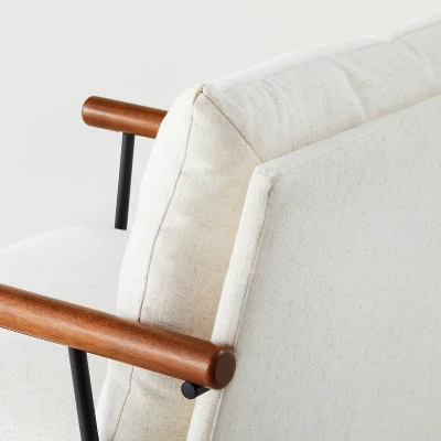 Cushioned Metal & Wood Accent Arm Chair - Cream/Black - Hearth & Hand™ With Magnolia 6 Cushioned Metal & Wood Accent Arm Chair - Cream/Black - Hearth & Hand™ With Magnolia - Image 4