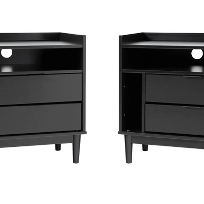 2pk Mid-Century Modern Solid Wood 2 Drawer Storage Nightstands - Saracina Home 6 2pk Mid-Century Modern Solid Wood 2 Drawer Storage Nightstands - Saracina Home - Image 4