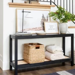 Console Table With Woven Rattan Shelf Black - Threshold™ Designed With Studio McGee -Furniture Sales Store GUEST 6e7f68b7 50c5 44c5 965d a4d52aa919cd