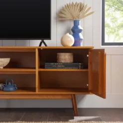 Solid Wood Mid-Century Modern TV Stand For TVs Up To 80" - Saracina Home -Furniture Sales Store GUEST 718deacd a6aa 48d3 a2de dc60399694ef