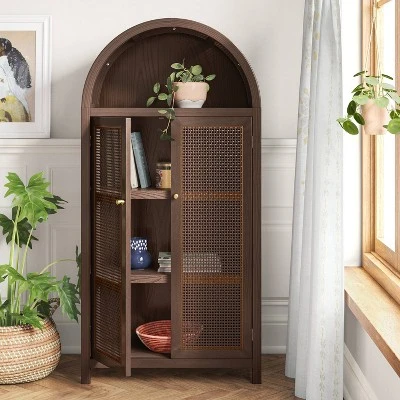 Woven Arched Wood Cabinet - Threshold™ 3 Woven Arched Wood Cabinet - Threshold™
