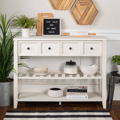 48" Farmhouse Solid Wood 2 Drawer Buffet White - Saracina Home 4 48" Farmhouse Solid Wood 2 Drawer Buffet White - Saracina Home - Image 2