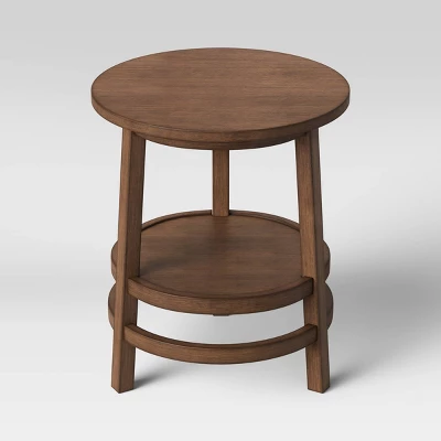Haverhill Round Wood End Table Weathered Brown - Threshold™ 4 Haverhill Round Wood End Table Weathered Brown - Threshold™ - Image 2