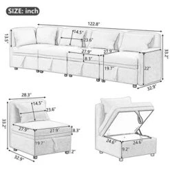 122.8" Minimalist Convertible Modular Sofa, Upholstered Sectional Sofa Couch With 5 Pillows-ModernLuxe 17 122.8" Minimalist Convertible Modular Sofa, Upholstered Sectional Sofa Couch With 5 Pillows-ModernLuxe -Furniture Sales Store GUEST 793e584d 807e 4842 8190 13b2a3034754