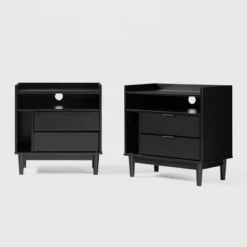 2pk Mid-Century Modern Solid Wood 2 Drawer Storage Nightstands - Saracina Home 17 2pk Mid-Century Modern Solid Wood 2 Drawer Storage Nightstands - Saracina Home -Furniture Sales Store GUEST 7ec02fdf f38c 4ef2 8a65 1390845091ae