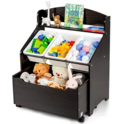 Costway Kids Wooden Toy Storage Unit Organizer W/Rolling Toy Box & Plastic Bins NaturalEspresso 22 Costway Kids Wooden Toy Storage Unit Organizer W/Rolling Toy Box & Plastic Bins NaturalEspresso -Furniture Sales Store GUEST 80f5cdc8 b56c 40a6 9518 1678a6f77403