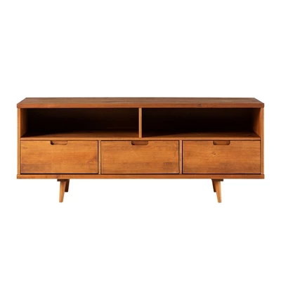 Cara Mid-Century Modern 3 Drawer TV Stand For TVs Up To 65" - Saracina Home 4 Cara Mid-Century Modern 3 Drawer TV Stand For TVs Up To 65" - Saracina Home - Image 2