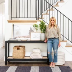 Console Table With Woven Rattan Shelf Black - Threshold™ Designed With Studio McGee -Furniture Sales Store GUEST 8850858f 6d86 4502 8112 f583beb8eb20