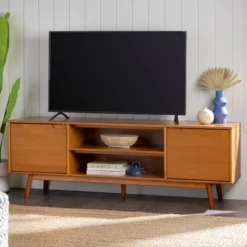 Solid Wood Mid-Century Modern TV Stand For TVs Up To 80" - Saracina Home -Furniture Sales Store GUEST 8b7506fc 5e20 44b3 838f e44d2919b468