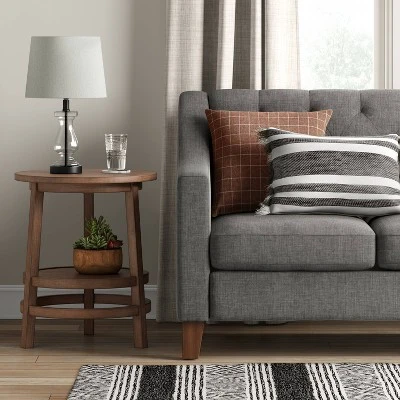 Haverhill Round Wood End Table Weathered Brown - Threshold™ 3 Haverhill Round Wood End Table Weathered Brown - Threshold™