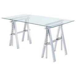 Statham Glass Top Adjustable Sawhorse Standing Desk Chrome - Coaster 11 Statham Glass Top Adjustable Sawhorse Standing Desk Chrome - Coaster -Furniture Sales Store GUEST 8f725f4c e81e 4aac bcc9 d29262a38211
