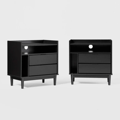 2pk Mid-Century Modern Solid Wood 2 Drawer Storage Nightstands - Saracina Home 13 2pk Mid-Century Modern Solid Wood 2 Drawer Storage Nightstands - Saracina Home - Image 11