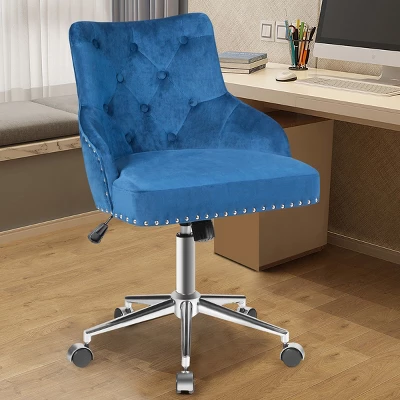 Tangkula Velvet Desk Chair Upholstered 360°Swivel Height Adjustable Rolling Office Chair For Office Bedroom Living Room 3 Tangkula Velvet Desk Chair Upholstered 360°Swivel Height Adjustable Rolling Office Chair For Office Bedroom Living Room