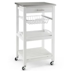Costway Compact Kitchen Island Cart Rolling Service Trolley With Stainless Steel Top Basket 19 Costway Compact Kitchen Island Cart Rolling Service Trolley With Stainless Steel Top Basket -Furniture Sales Store GUEST 947788ec 927f 4097 bffa cbd674ec7025