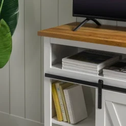 Transitional Sliding Barndoor Highboy TV Stand For TVs Up To 58" - Saracina Home -Furniture Sales Store GUEST 9668399f e5a7 419a a34e f0354846aab9