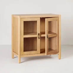 Grooved Wood With Glass 2-Door Cabinet - Natural - Hearth & Hand™ With Magnolia 10 Grooved Wood With Glass 2-Door Cabinet - Natural - Hearth & Hand™ With Magnolia -Furniture Sales Store GUEST 9aa7705a c66f 495b 80dd 55470dae1fa8