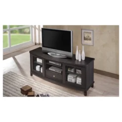 Walda Wood Cabinet With 2 Sliding Doors And 1 Drawer TV Stand For TVs Up To 60" Dark Brown/Gray - Baxton Studio -Furniture Sales Store GUEST 9f09957a a777 49ef 99ba 842d275e8cda