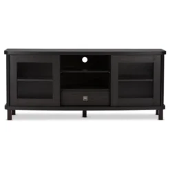 Walda Wood Cabinet With 2 Sliding Doors And 1 Drawer TV Stand For TVs Up To 60" Dark Brown/Gray - Baxton Studio -Furniture Sales Store GUEST 9faebf97 9e11 4f07 8eea b492ac6d1041