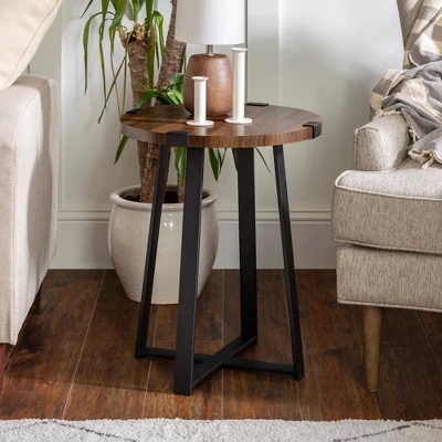 Wrightson Urban Industrial Faux Wrap Leg Round Side Table - Saracina Home 5 Wrightson Urban Industrial Faux Wrap Leg Round Side Table - Saracina Home - Image 3