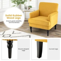 Tangkula Set Of 2 Modern Accent Chair Upholstered Sofa Chair W/ Rubber Wood Legs Yellow 16 Tangkula Set Of 2 Modern Accent Chair Upholstered Sofa Chair W/ Rubber Wood Legs Yellow -Furniture Sales Store GUEST a6a84f45 660c 4986 95cb 5dcdc2196e02