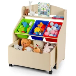 Costway Kids Wooden Toy Storage Unit Organizer W/Rolling Toy Box & Plastic Bins NaturalEspresso 23 Costway Kids Wooden Toy Storage Unit Organizer W/Rolling Toy Box & Plastic Bins NaturalEspresso -Furniture Sales Store GUEST b1538226 2c79 451e 9800 9bc4afb4832c