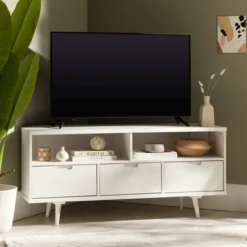 Cara Mid-Century Modern 3 Drawer Corner TV Stand For TVs Up To 58" - Saracina Home 24 Cara Mid-Century Modern 3 Drawer Corner TV Stand For TVs Up To 58" - Saracina Home -Furniture Sales Store GUEST b1ff3a9a 60ef 41ec 9a6f f1ca309dd560